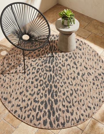 4' x 4' Easy-Clean Safari Indoor / Outdoor Round Rug