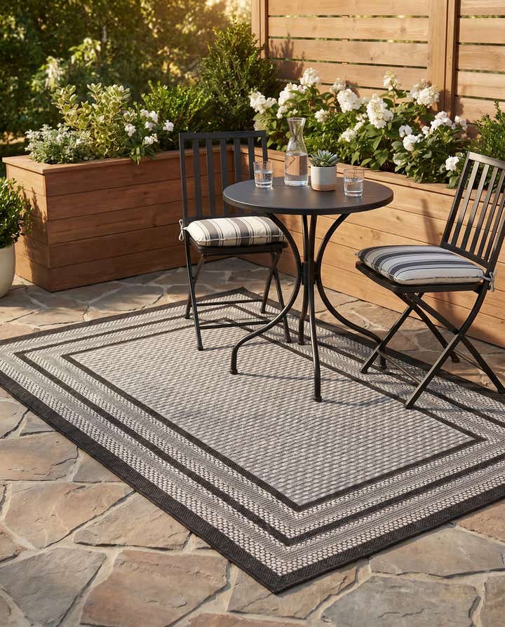 3' 3 x 5' Easy-Clean Border Indoor / Outdoor Rug