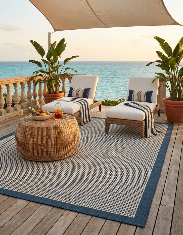 Detail image of 6' x 9' Easy-Clean Border Indoor / Outdoor Rug
