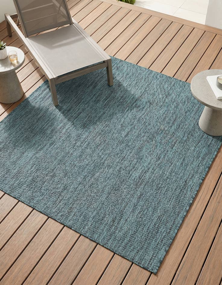 Detail image of 4' 1 x 4' 1 Easy-Clean Solid Indoor / Outdoor Square Rug
