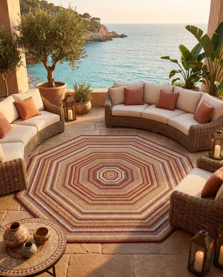 7' 10 x 7' 10 Easy-Clean Baja Indoor / Outdoor Octagon Rug