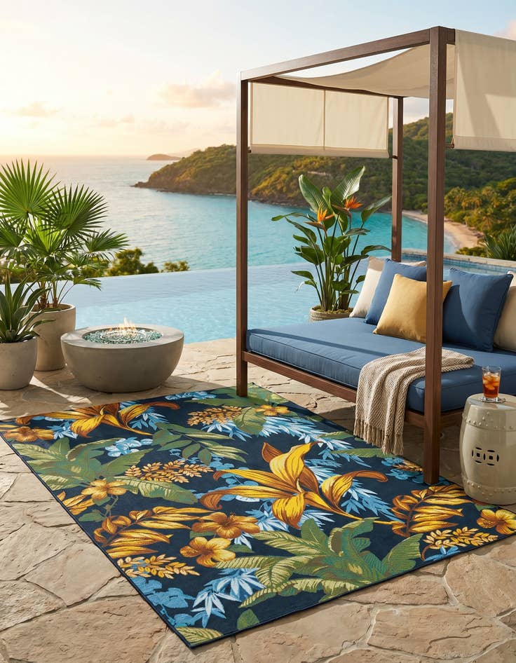 Detail image of 7' x 10' Easy-Clean Botanical Indoor / Outdoor Rug