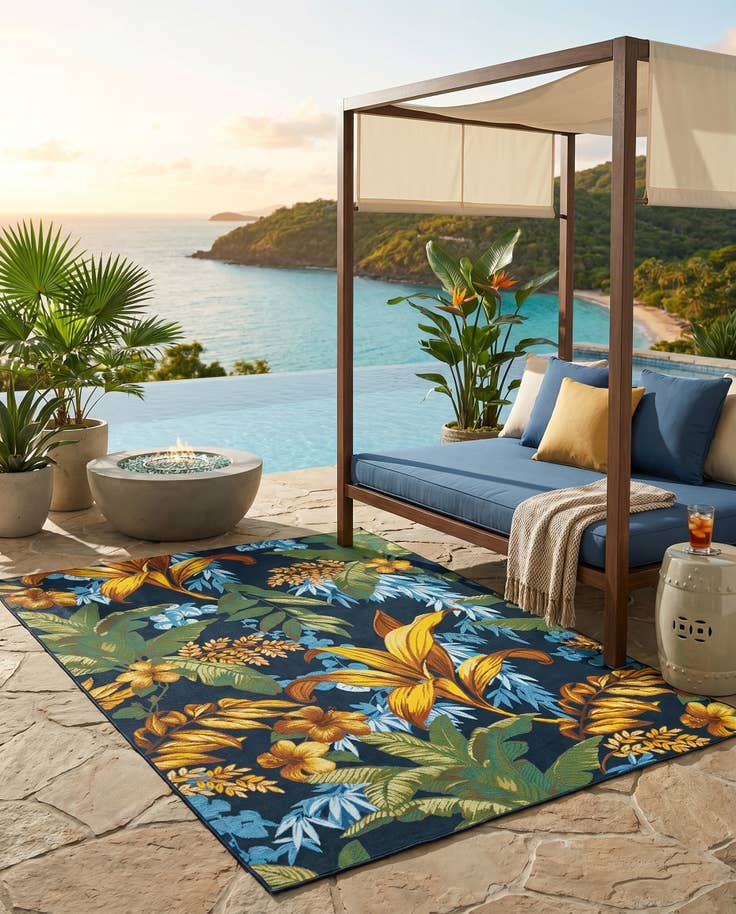 Detail image of 7' x 10' Easy-Clean Botanical Indoor / Outdoor Rug