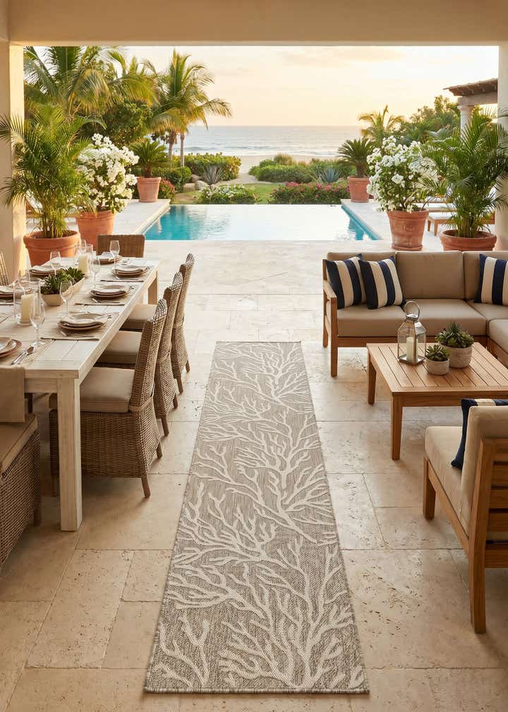 2' 7 x 12' Easy-Clean Coastal Indoor / Outdoor Runner Rug