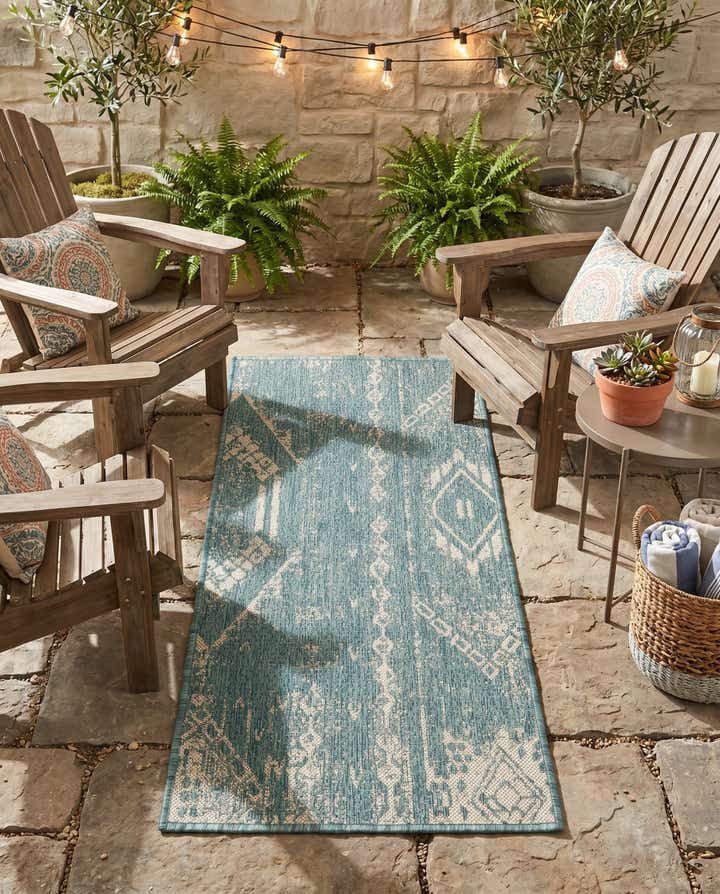2' x 4' Easy-Clean Bohemian Indoor / Outdoor Runner Rug
