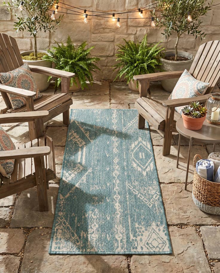 Detail image of 2' x 4' Easy-Clean Bohemian Indoor / Outdoor Runner Rug