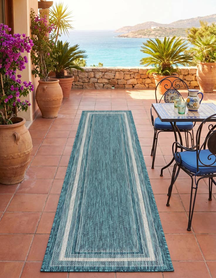 Detail image of 2' x 8' Easy-Clean Border Indoor / Outdoor Runner Rug