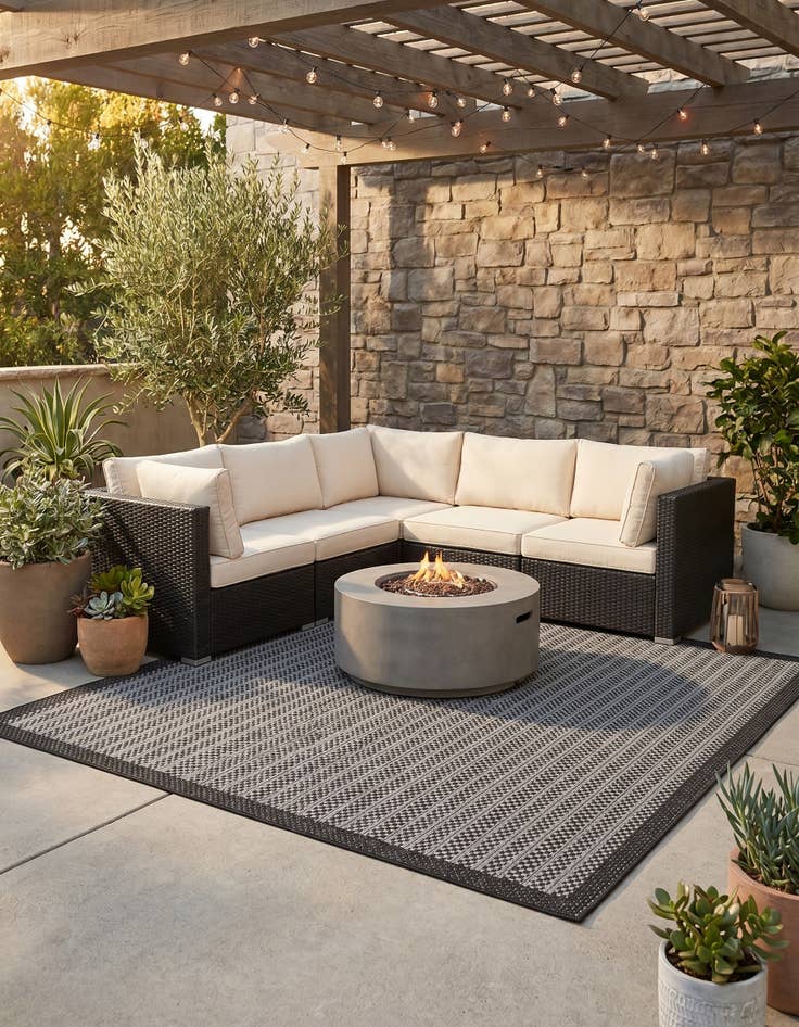 Detail image of 6' x 6' Easy-Clean Border Indoor / Outdoor Square Rug