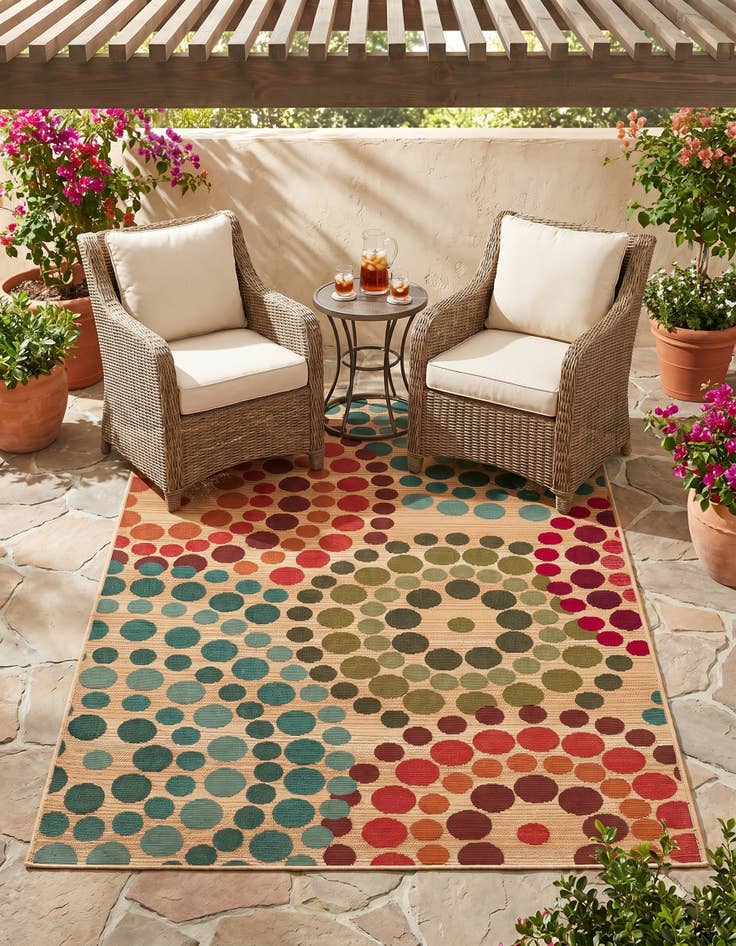 Detail image of 3' 3 x 5' 3 Easy-Clean Modern Indoor / Outdoor Rug