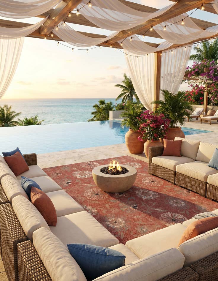 Detail image of 7' 10 x 10' Easy-Clean Botanical Indoor / Outdoor Rug