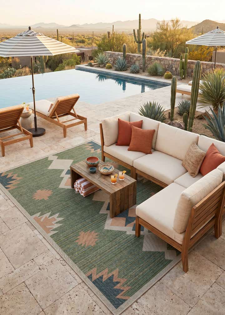 7' 10 x 11' Easy-Clean Baja Indoor / Outdoor Rug
