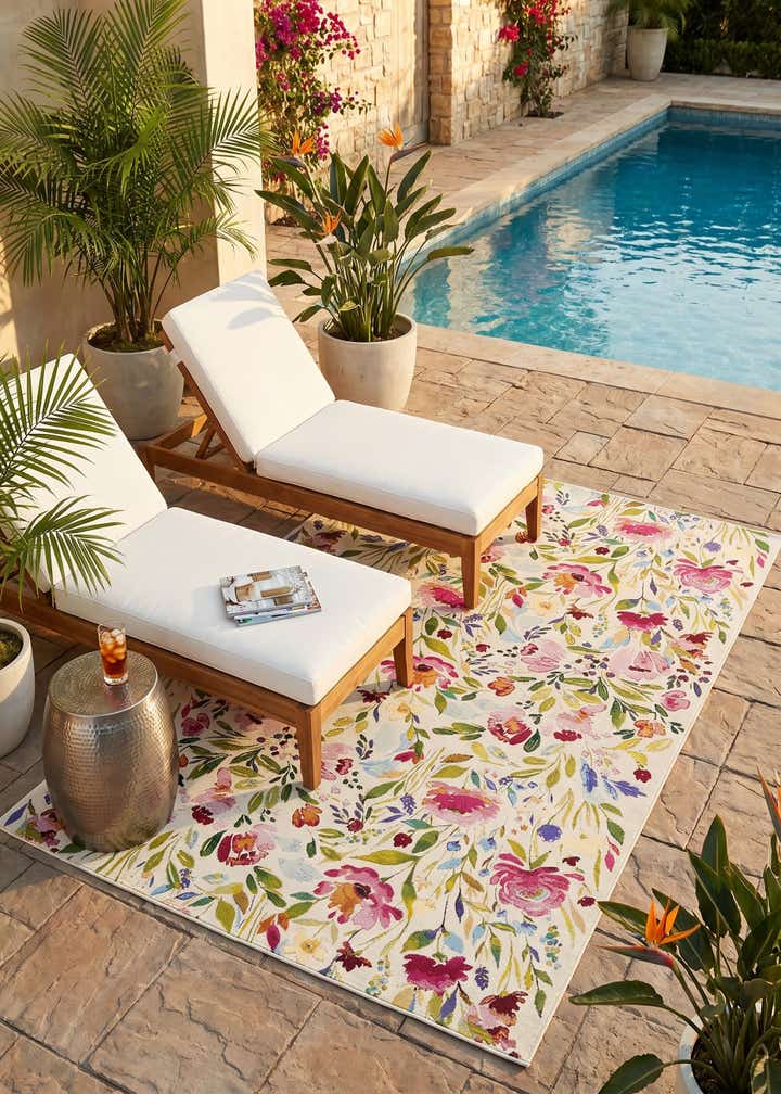 6' x 9' Easy-Clean Botanical Indoor / Outdoor Rug