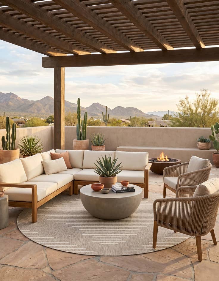 Detail image of 10' x 10' Easy-Clean Modern Indoor / Outdoor Round Rug