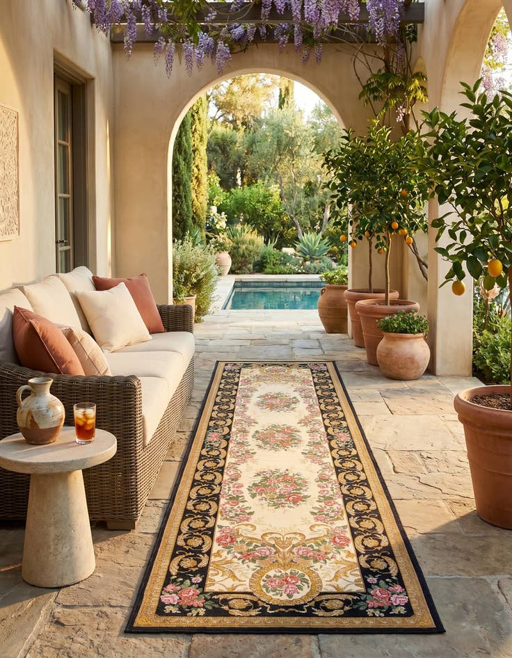 Detail image of 2' 7 x 10' Easy-Clean Traditional Indoor / Outdoor Runner Rug