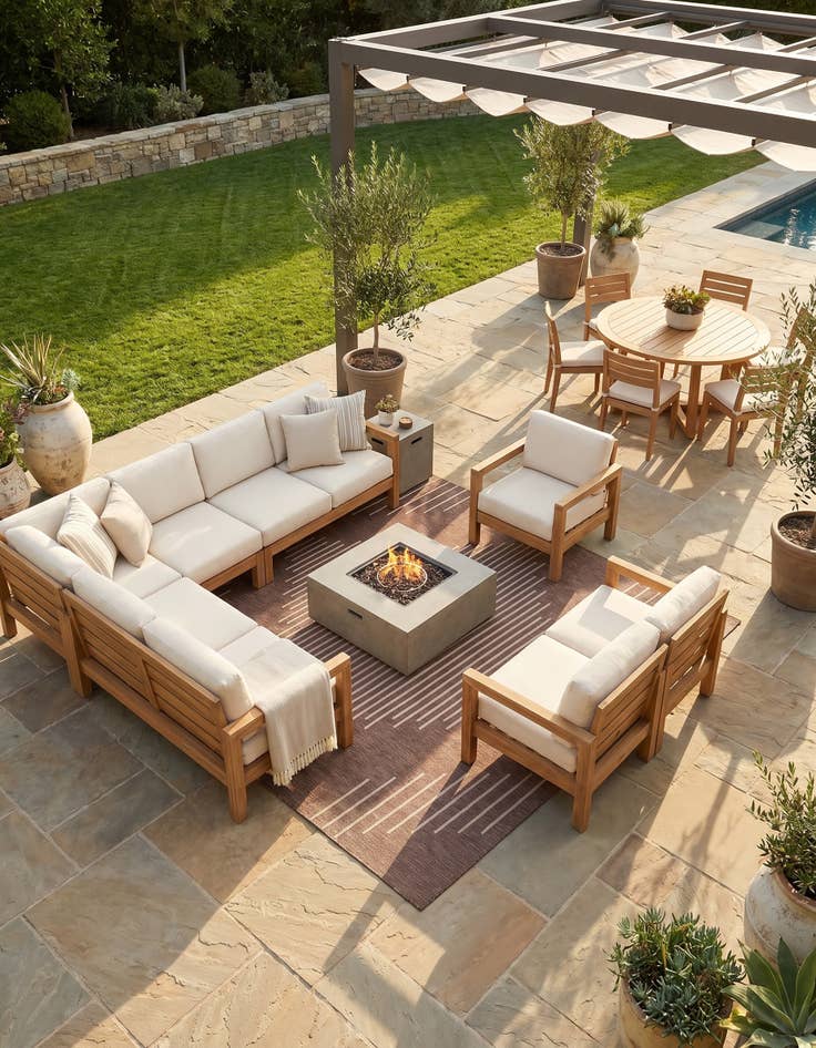 Detail image of 13' x 13' Easy-Clean Modern Indoor / Outdoor Square Rug