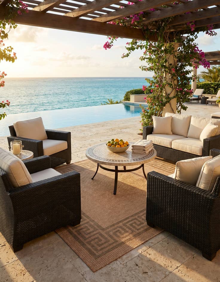 Detail image of 6' x 6' Easy-Clean Border Indoor / Outdoor Square Rug