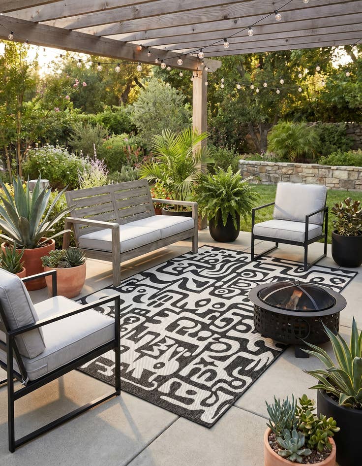 Detail image of 5' 3 x 8' Easy-Clean Modern Indoor / Outdoor Rug