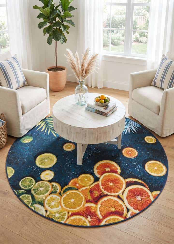 6' x 6' Easy-Clean Coastal Indoor / Outdoor Round Rug