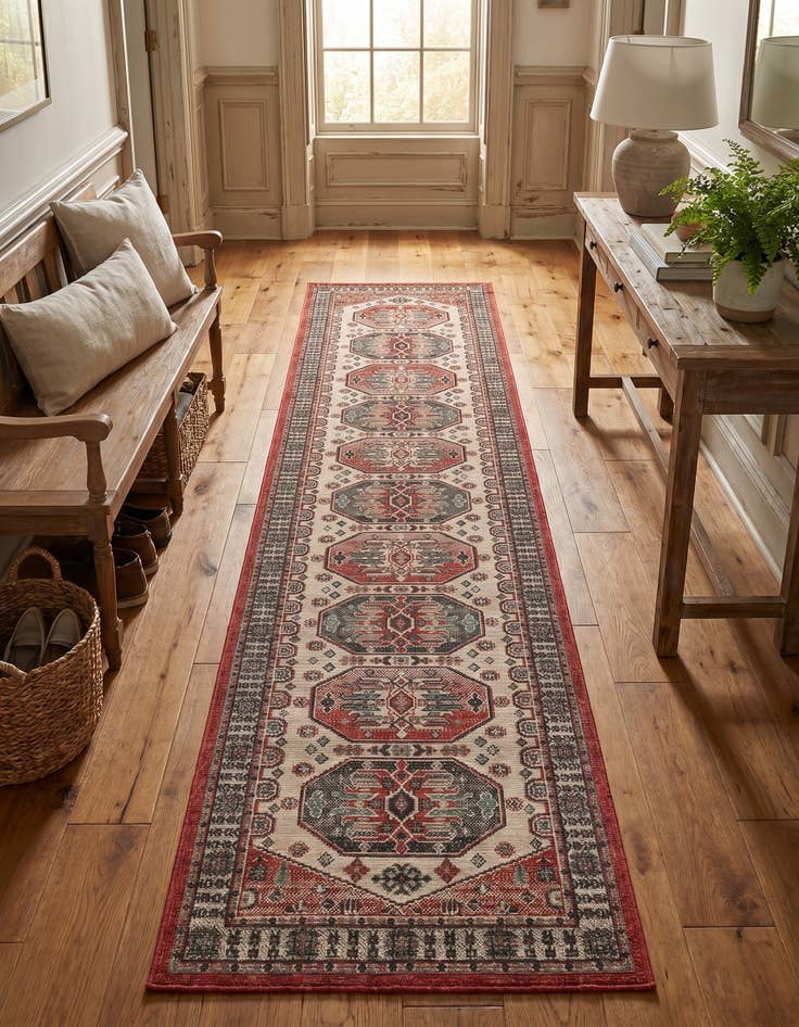 Detail image of 2' 7 x 12' Easy-Clean Traditional Indoor / Outdoor Runner Rug