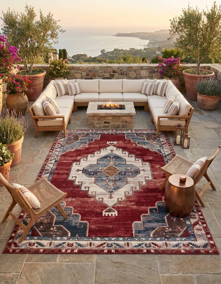 Detail image of 9' x 12' Easy-Clean Traditional Indoor / Outdoor Rug