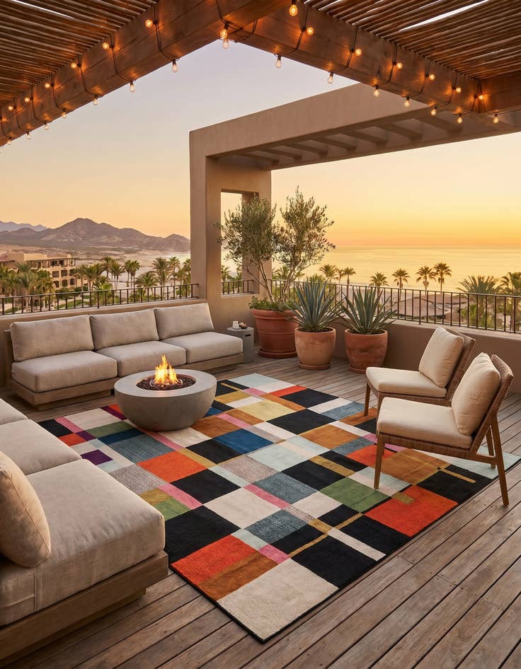 Detail image of 10' x 10' Easy-Clean Casablanca Indoor / Outdoor Square Rug