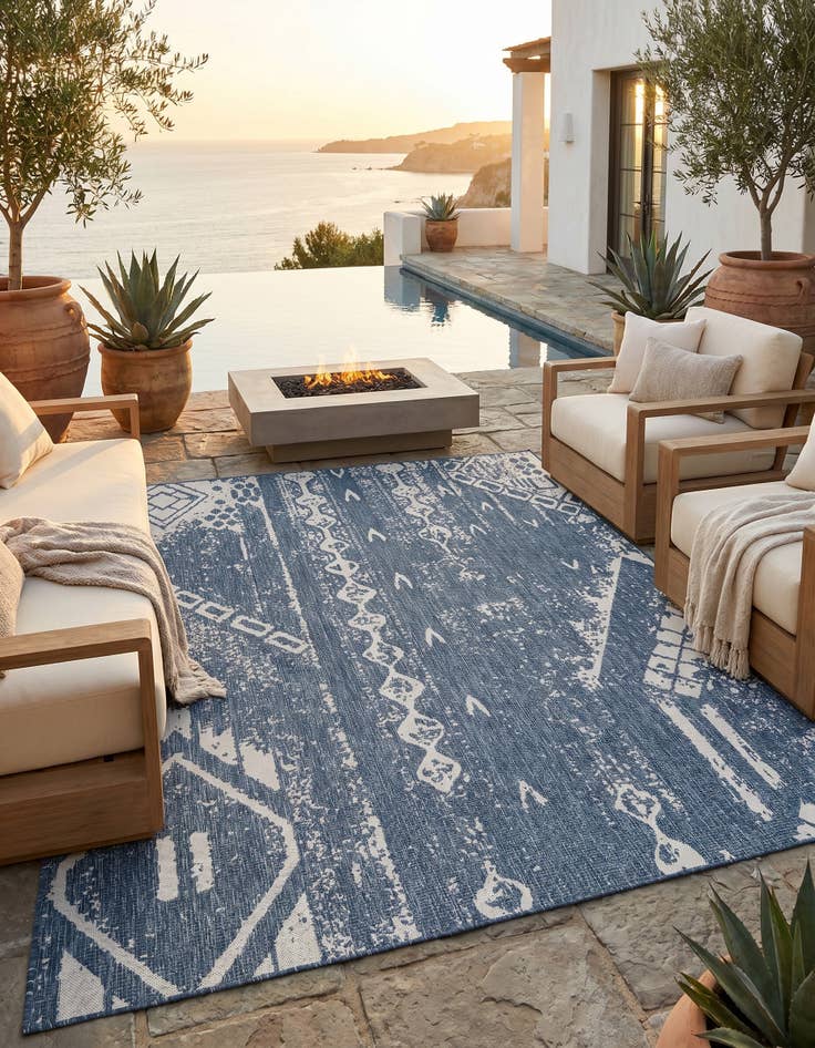 Detail image of 7' 10 x 10' Easy-Clean Bohemian Indoor / Outdoor Rug