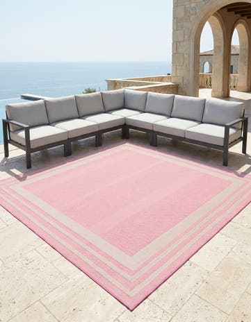 Pink Easy-Clean Aruba Indoor / Outdoor Square Rug