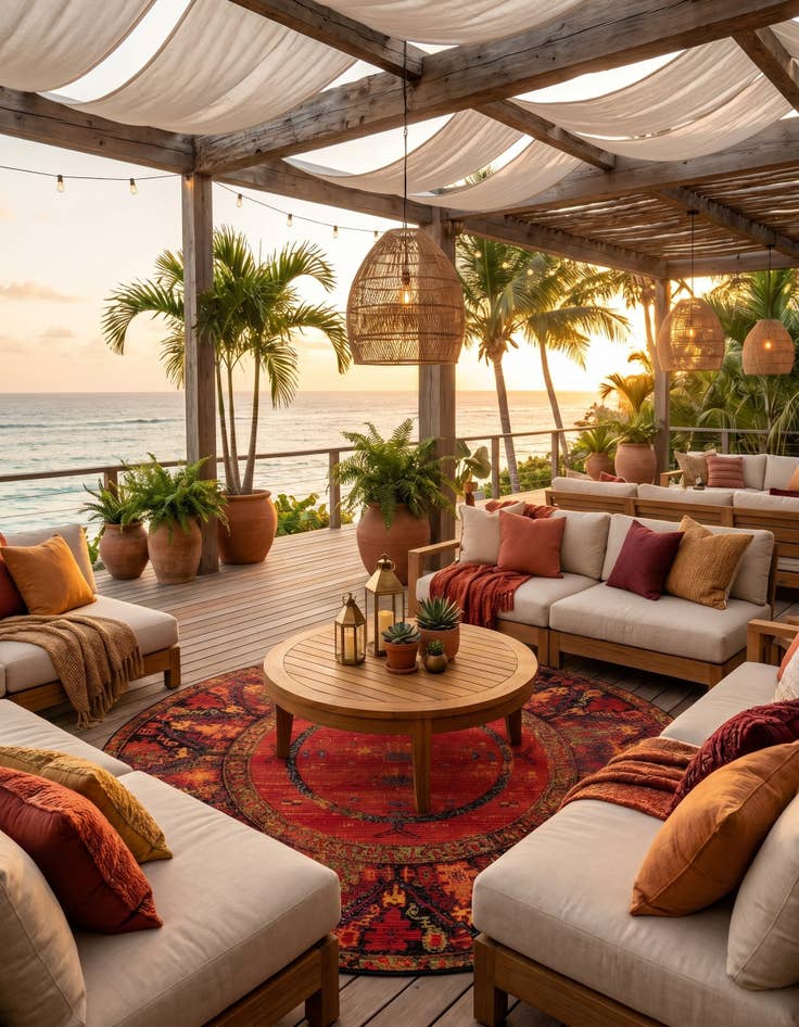 Detail image of 7' x 7' Easy-Clean Tribal Indoor / Outdoor Round Rug