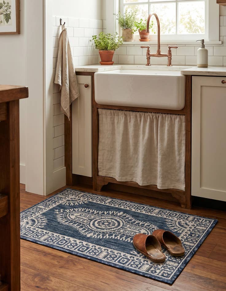 Detail image of 2' x 3' Easy-Clean Traditional Indoor / Outdoor Rug