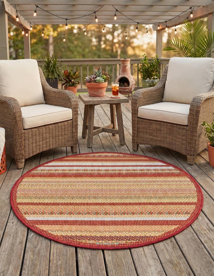 Detail image of 3' 3 x 3' 3 Easy-Clean Baja Indoor / Outdoor Round Rug