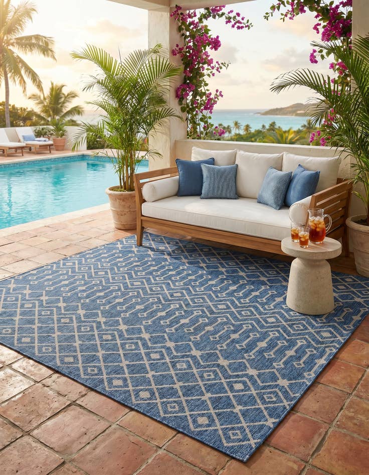 Detail image of 7' 10 x 10' Easy-Clean Lattice Indoor / Outdoor Rug