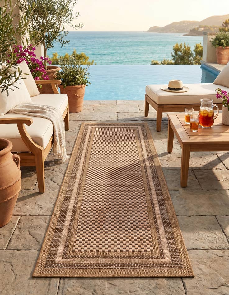 Detail image of 2' 2 x 6' Easy-Clean Border Indoor / Outdoor Runner Rug