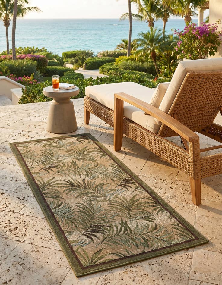 Detail image of 2' 7 x 5' 3 Easy-Clean Botanical Indoor / Outdoor Runner Rug