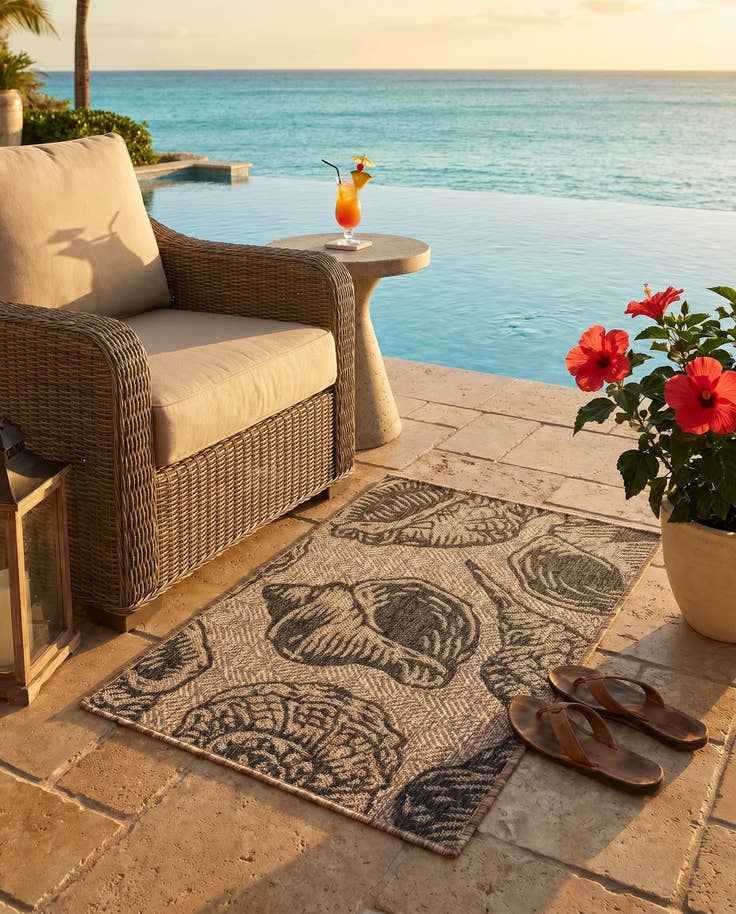 Detail image of 2' x 3' Easy-Clean Coastal Indoor / Outdoor Rug