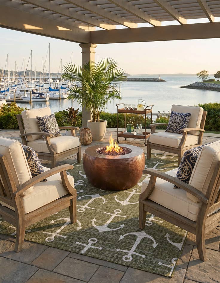 Detail image of 6' x 9' Easy-Clean Coastal Indoor / Outdoor Rug