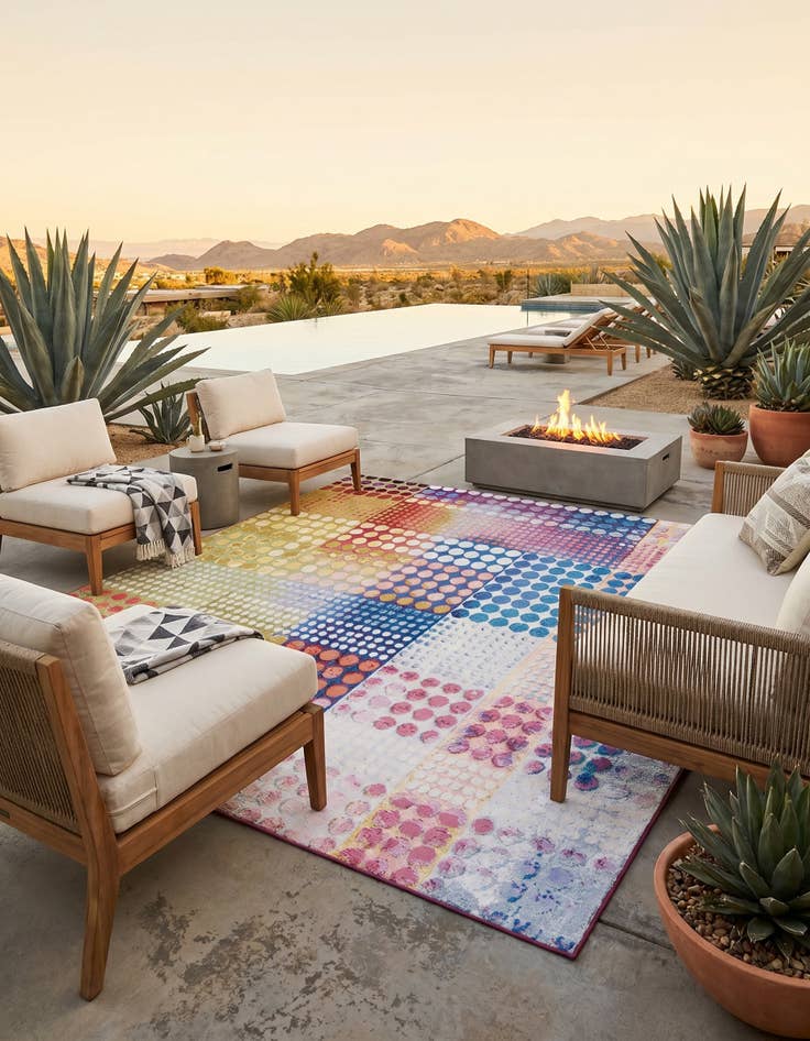 Detail image of 8' x 8' Easy-Clean Modern Indoor / Outdoor Square Rug