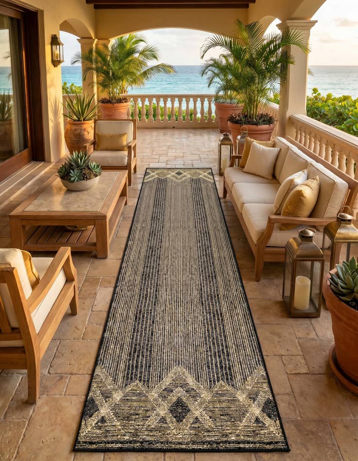Detail image of 2' 7 x 12' Easy-Clean Modern Indoor / Outdoor Runner Rug