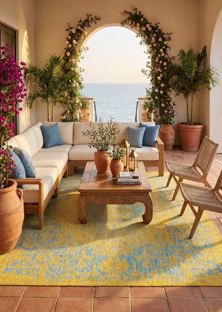 7' 10 x 7' 10 Easy-Clean Jill Zarin Dubai Indoor / Outdoor Square Rug