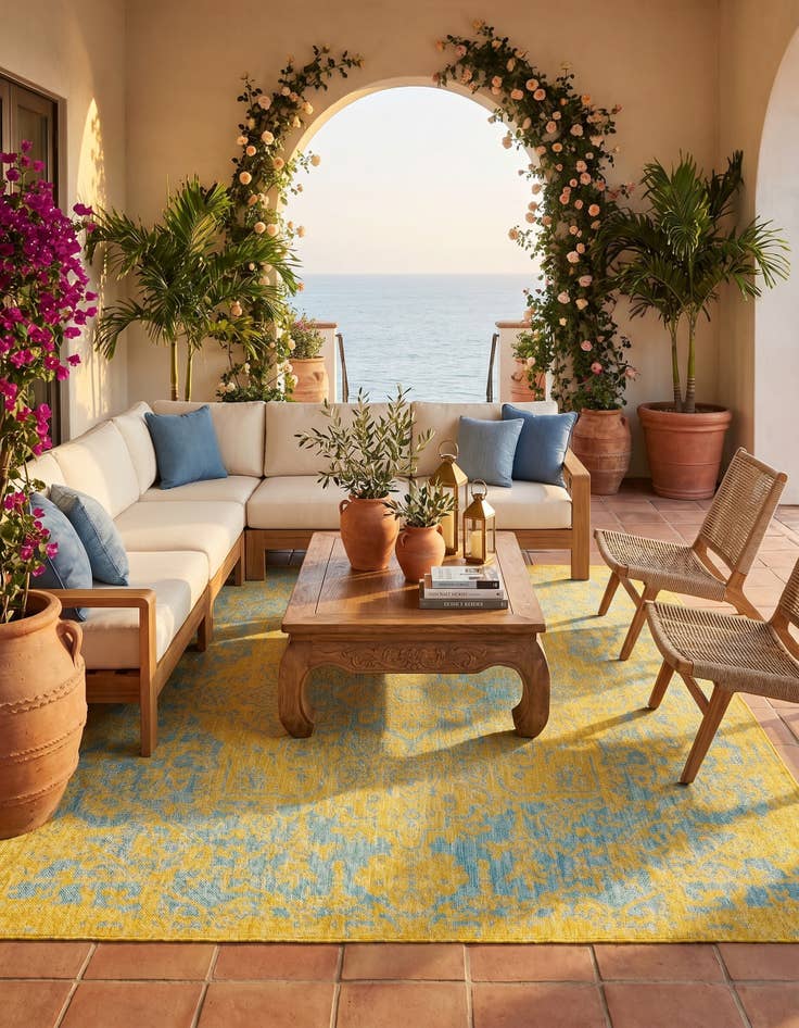 Detail image of 7' 10 x 7' 10 Easy-Clean Jill Zarin Dubai Indoor / Outdoor Square Rug