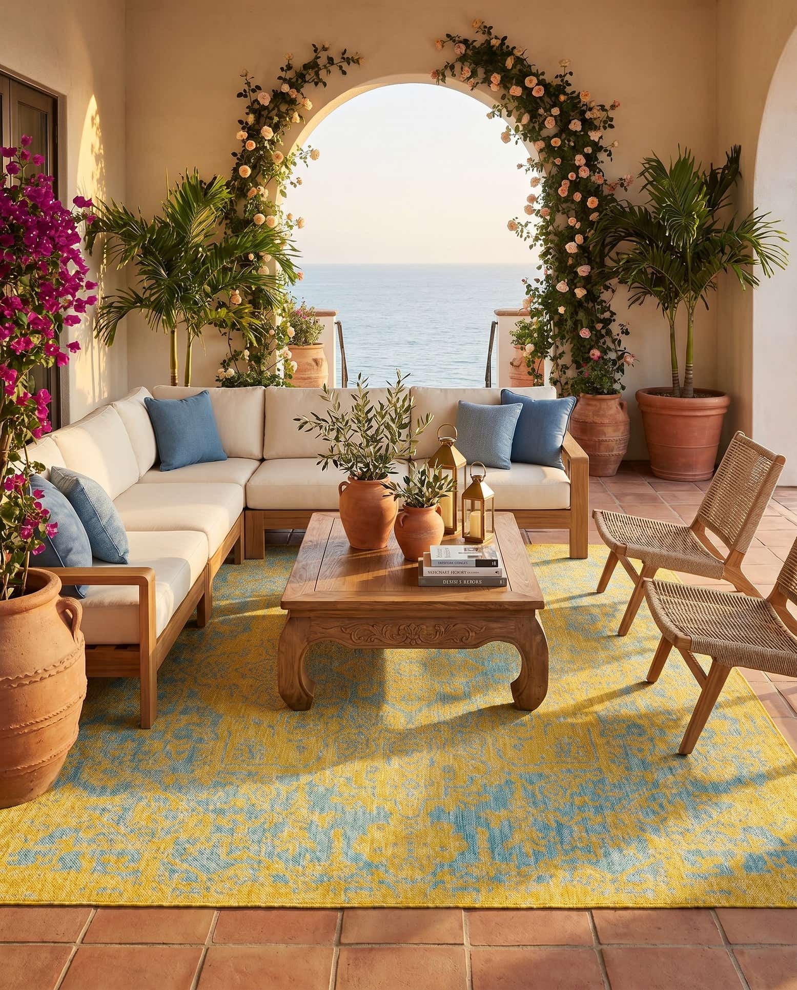 7' 10 x 7' 10 Easy-Clean Jill Zarin Dubai Indoor / Outdoor Square Rug