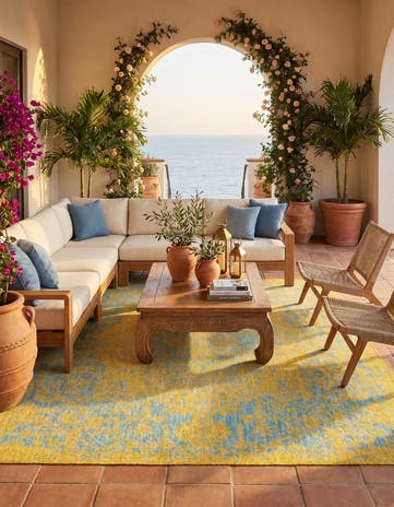 7' 10 x 7' 10 Easy-Clean Jill Zarin Dubai Indoor / Outdoor Square Rug