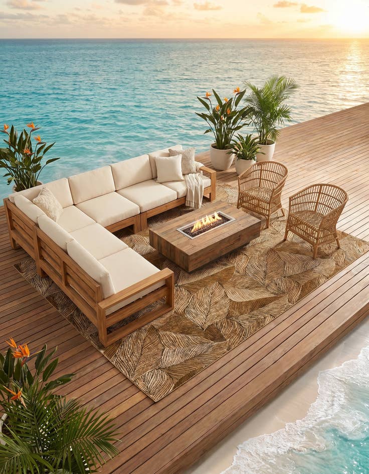 Detail image of 10' x 14' Easy-Clean Botanical Indoor / Outdoor Rug