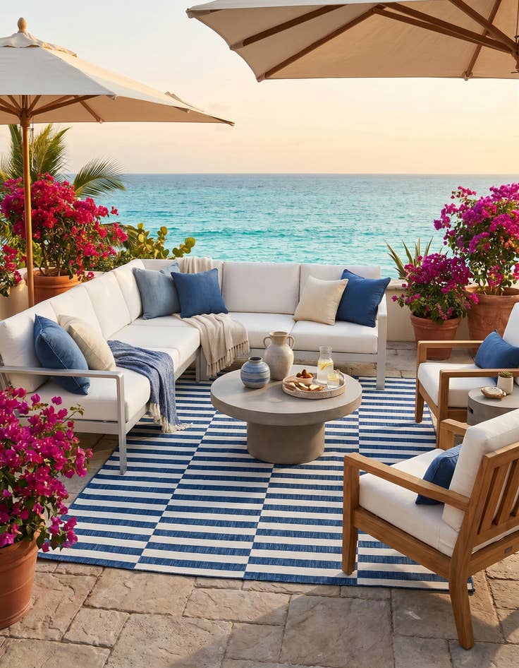 Detail image of 7' x 10' Easy-Clean Ribbon Indoor / Outdoor Rug