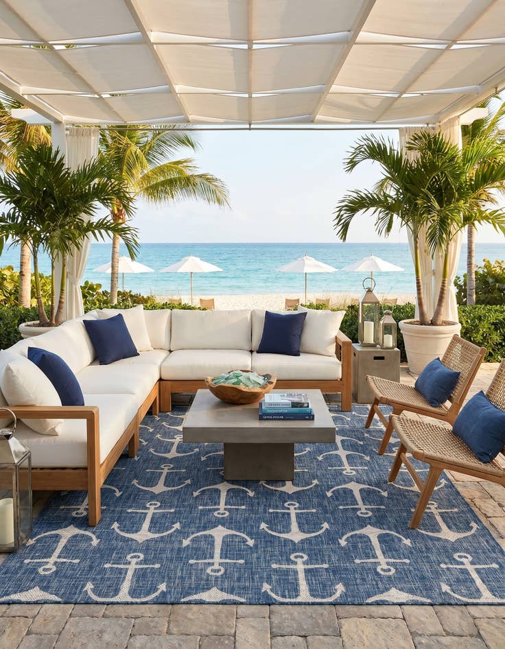 Detail image of 7' 10 x 11' Easy-Clean Coastal Indoor / Outdoor Rug