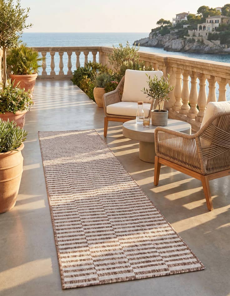 Detail image of 2' x 6' Easy-Clean Ribbon Indoor / Outdoor Runner Rug