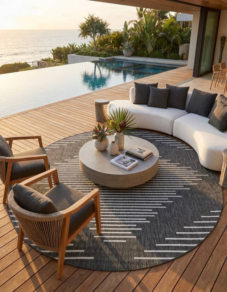 Detail image of 10' x 10' Easy-Clean Modern Indoor / Outdoor Round Rug