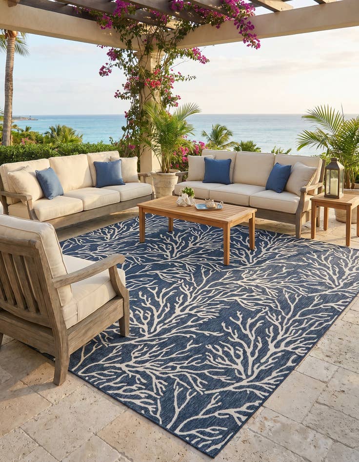 Detail image of 13' x 13' Easy-Clean Coastal Indoor / Outdoor Square Rug