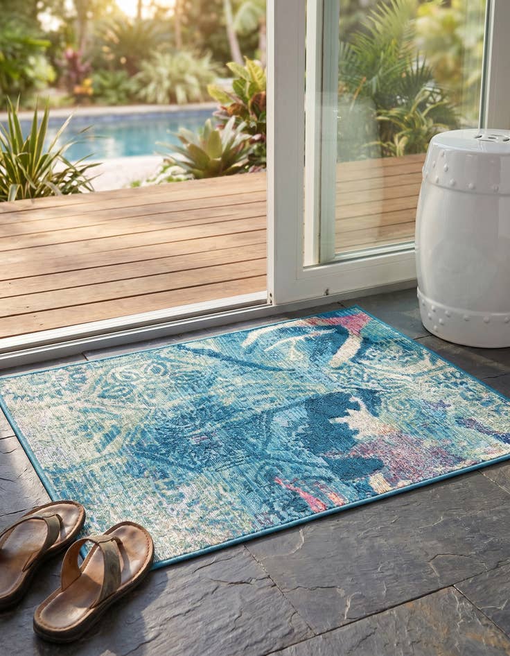 Detail image of 2' x 3' Easy-Clean Coastal Indoor / Outdoor Rug