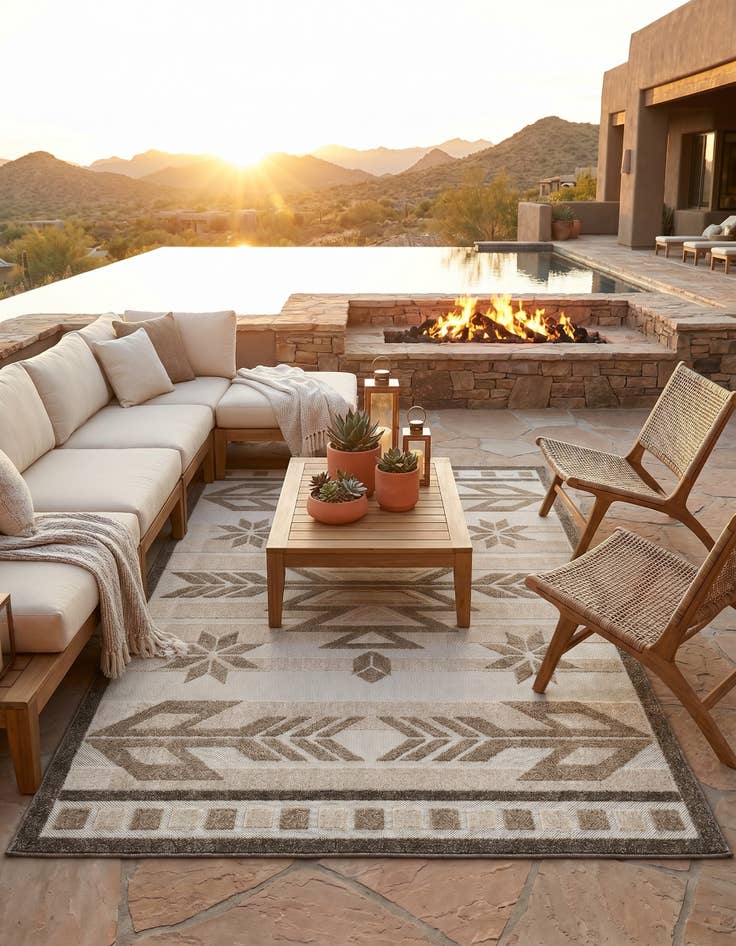 Detail image of 5' x 8' Easy-Clean Modern Indoor / Outdoor Rug