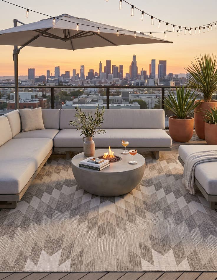 Detail image of 7' 10 x 10' Easy-Clean Modern Indoor / Outdoor Rug